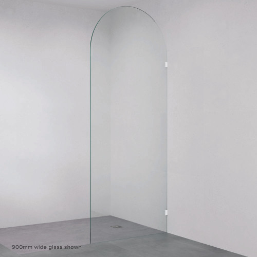 Arch Frameless Glass Shower Panel with Brackets 1200mm Matte White [324941]