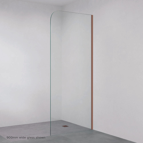 Curved Frameless Glass Shower Panel with Channel 800mm Brushed Copper [324984]