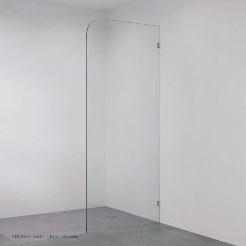 Curved Frameless Glass Shower Panel with Brackets 800mm Gunmetal [324853]