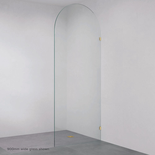 Arch Frameless Glass Shower Panel with Brackets 700mm Urban Brass [324933]