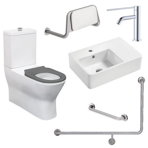Accessible Delta Care Kit with Left-Hand 90° Rail Right Hand Basin [325689]