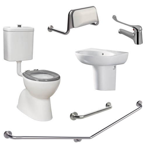 Accessible Toilet Care Kit 2 with Right-Hand 40° Rail Blue Seat [325694]