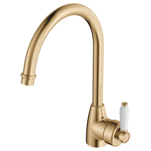Eleanor Gooseneck Sink Mixer Urban Brass / Ceramic [325707]