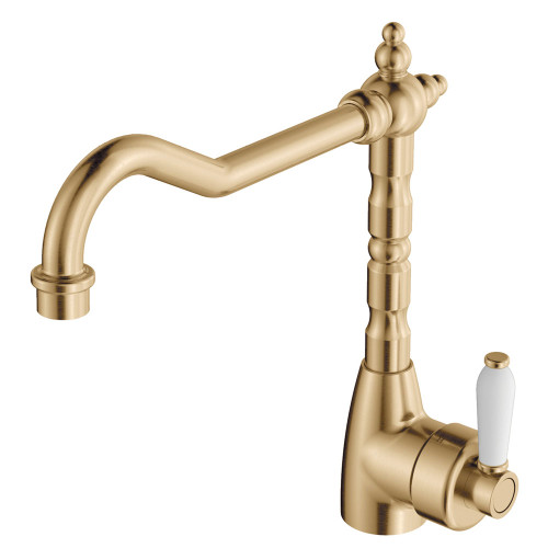 Eleanor Shepherds Crook Sink Mixer Urban Brass / Ceramic [325711]