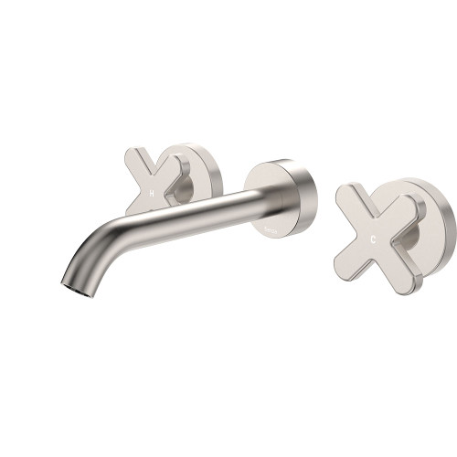 Kaya Wall Set Cross Taps 180mm Brushed Nickel [327494]