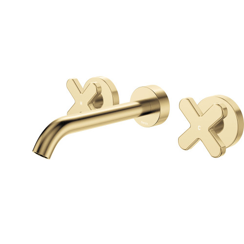 Kaya Wall Set Cross Taps 180mm Urban Brass [328432]