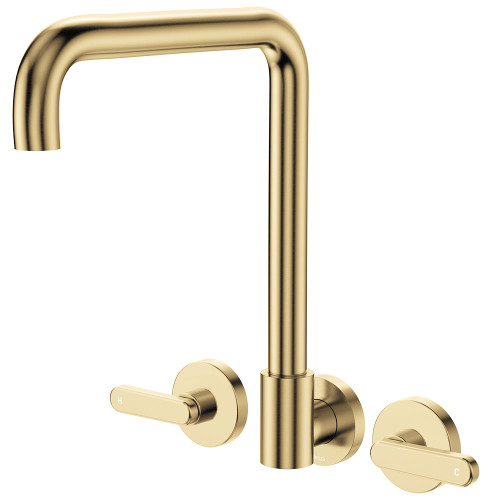 Kaya Squareline Wall Set Lever Taps Urban Brass [328560]
