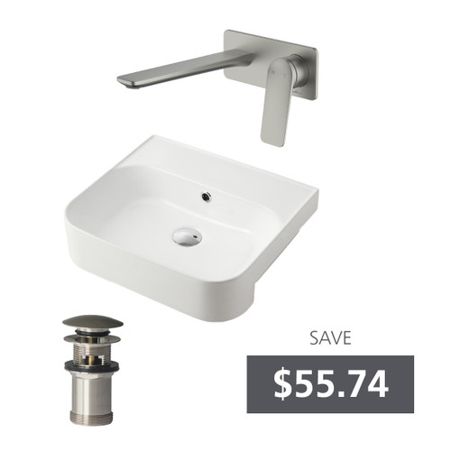 Dublin Semi-Recessed Basin Bundle Brushed Nickel [331076]