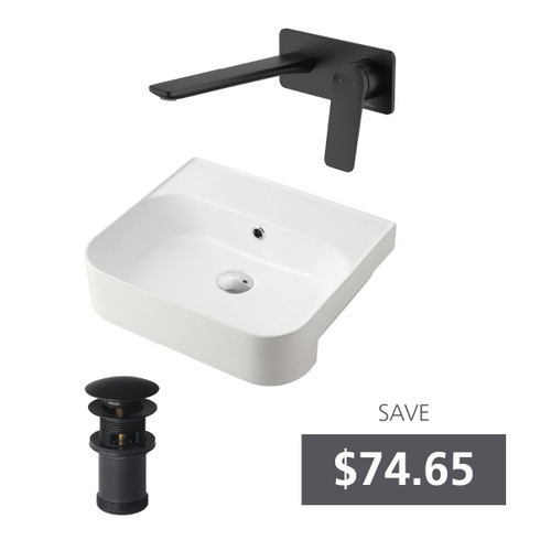 Dublin Semi-Recessed Basin Bundle Matte Black [331069]