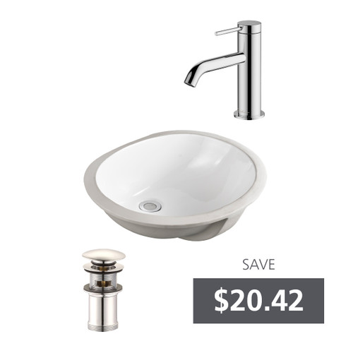 Oslo Oval Undermount Basin Bundle Chrome [331071]