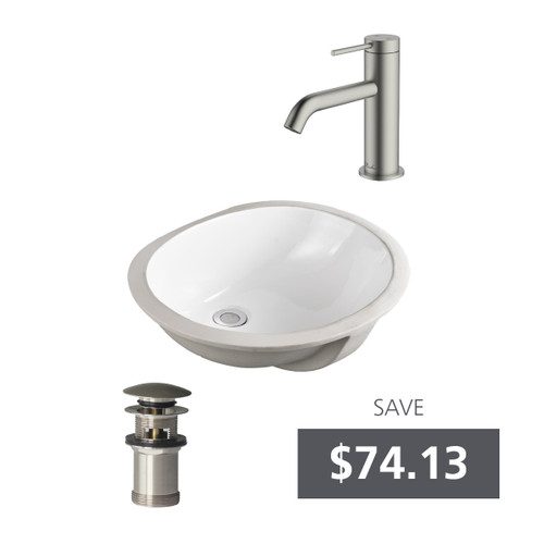 Oslo Oval Undermount Basin Bundle Brushed Nickel [331066]
