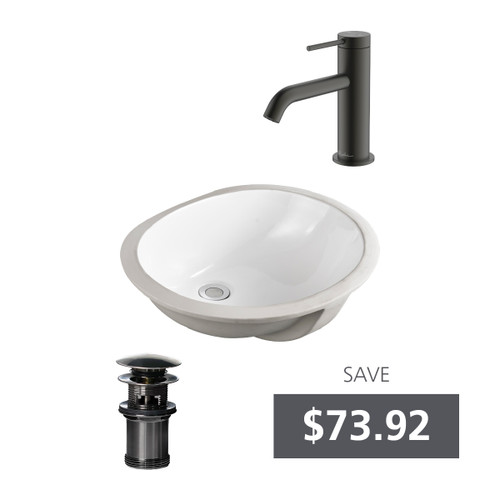 Oslo Oval Undermount Basin Bundle Gunmetal [331063]