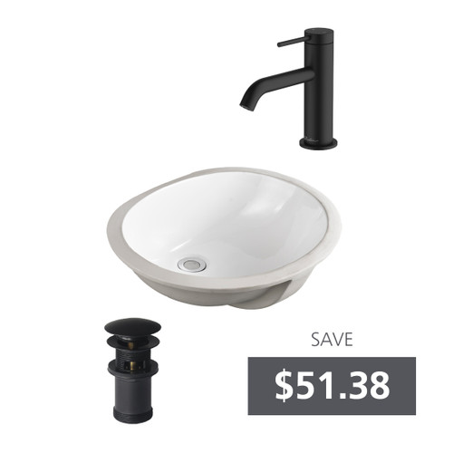Oslo Oval Undermount Basin Bundle Matte Black [331065]