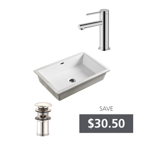 Oslo Rectangle Undermount Basin Bundle Chrome [331059]