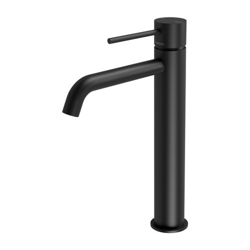 Vivid Slimline Hob Tall Basin Mixer (Curved Spout) 6Star Matte Black Lead Free [331008]