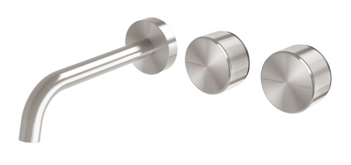 Wall Bath or Basin Mixer Hostess Set (180mm Fixed Spout) Brushed Nickel Lead Free [331013]