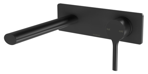 Vivid Slimline Oval SwitchMix Wall Bath or Basin Mixer Set (180mm Spout) Fit-Off Kit Matte Black Lead Free [331009]