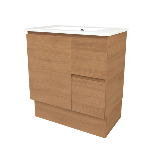 Elemental Vanity 750mm Centre Bowl Alpha Top Floor Standing Tassie Oak 1 Tap Hole [331178]