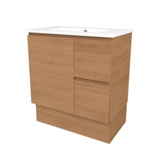 Elemental Vanity 750mm Centre Bowl Alpha Top Floor Standing Tassie Oak 1 Tap Hole [331178]