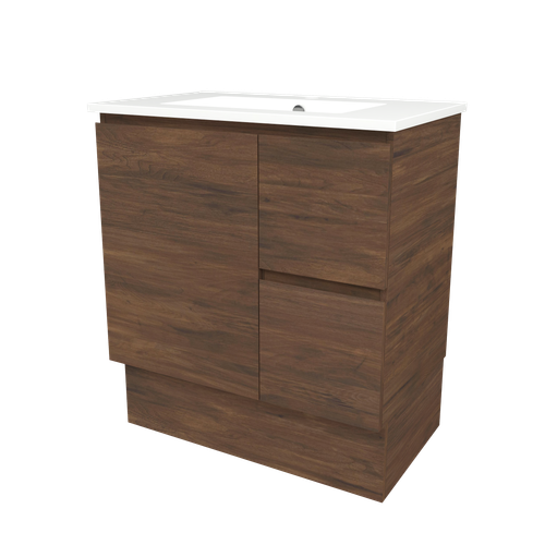 Elemental Vanity 750mm Centre Bowl Alpha Top Floor Standing Aged Walnut 1 Tap Hole [331179]