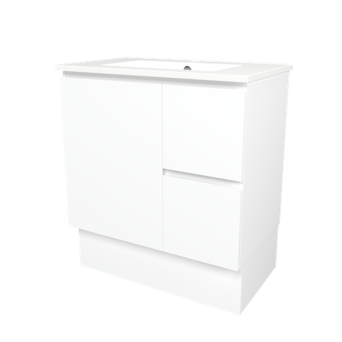 Elemental Vanity 750mm Centre Bowl Alpha Top Floor Standing White Ultra Matte 1 Tap Hole [331180]