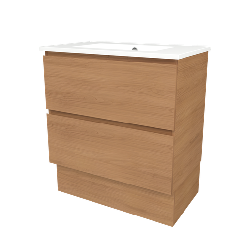 Elemental Plus Vanity 750mm Centre Bowl Alpha Top Floor Standing Tassie Oak 1 Tap Hole [331174]
