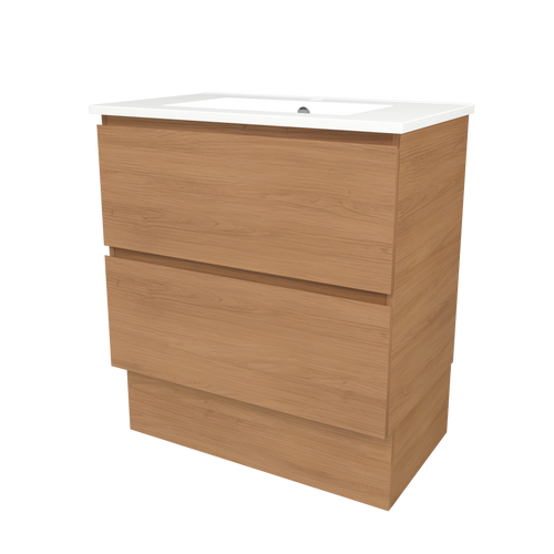 Elemental Plus Vanity 750mm Centre Bowl Alpha Top Floor Standing Tassie Oak 1 Tap Hole [331174]