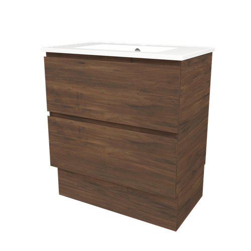 Elemental Plus Vanity 750mm Centre Bowl Alpha Top Floor Standing Aged Walnut 1 Tap Hole [331175]