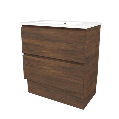 Elemental Plus Vanity 750mm Centre Bowl Alpha Top Floor Standing Aged Walnut 1 Tap Hole [331175]