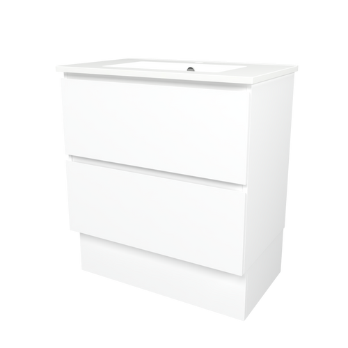 Elemental Plus Vanity 750mm Centre Bowl Alpha Top Floor Standing White Ultra Matte 1 Tap Hole [331176]
