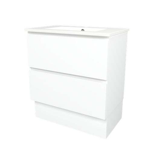 Elemental Plus Vanity 750mm Centre Bowl Alpha Top Floor Standing White Ultra Matte 1 Tap Hole [331176]