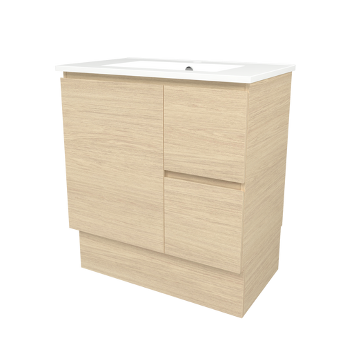 Elemental Vanity 750mm Centre Bowl Alpha Top Floor Standing Silk Primavera Oak 1 Tap Hole [331177]