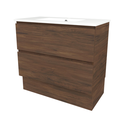 Elemental Plus Vanity 900mm Centre Bowl Alpha Top Floor Standing Aged Walnut 1 Tap Hole [331185]
