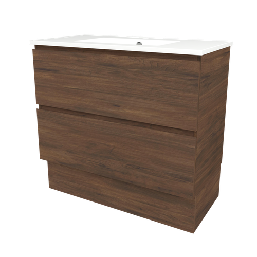 Elemental Plus Vanity 900mm Centre Bowl Alpha Top Floor Standing Aged Walnut 1 Tap Hole [331185]