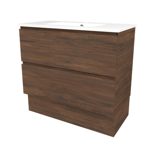 Elemental Plus Vanity 900mm Centre Bowl Alpha Top Floor Standing Aged Walnut 1 Tap Hole [331185]
