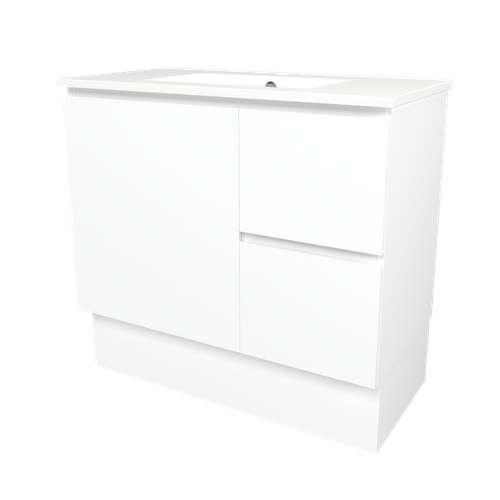 Elemental Vanity 900mm Centre Bowl Alpha Top Floor Standing White Ultra Matte 1 Tap Hole [331186]