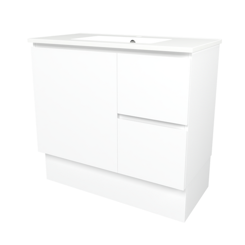 Elemental Vanity 900mm Centre Bowl Alpha Top Floor Standing White Ultra Matte 1 Tap Hole [331186]