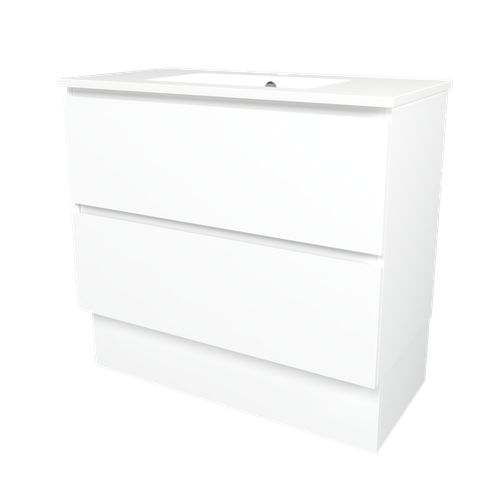 Elemental Plus Vanity 900mm Centre Bowl Alpha Top Floor Standing White Ultra Matte 1 Tap Hole [331187]