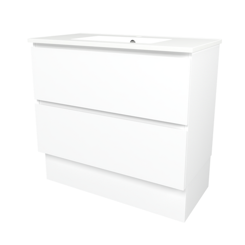 Elemental Plus Vanity 900mm Centre Bowl Alpha Top Floor Standing White Ultra Matte 1 Tap Hole [331187]