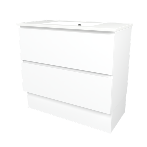 Elemental Plus Vanity 900mm Centre Bowl Alpha Top Floor Standing White Ultra Matte 1 Tap Hole [331187]