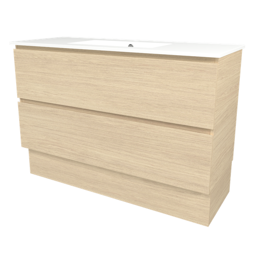 Elemental Plus Vanity 1200mm Centre Bowl Alpha Top Floor Standing Silk Primavera Oak 1 Tap Hole [331198]