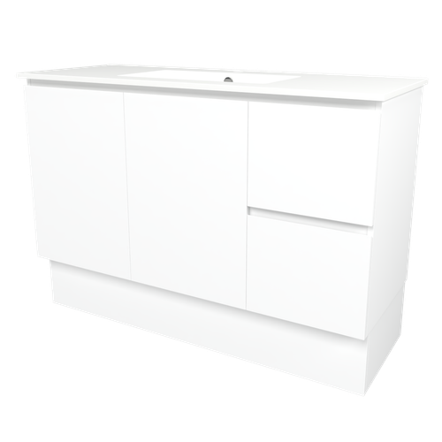Elemental Vanity 1200mm Centre Bowl Alpha Top Floor Standing White Ultra Matte 1 Tap Hole [331193]