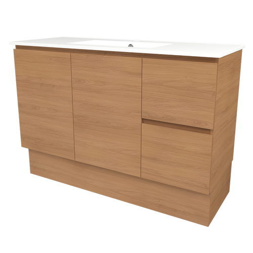 Elemental Vanity 1200mm Centre Bowl Alpha Top Floor Standing Tassie Oak 1 Tap Hole [331194]