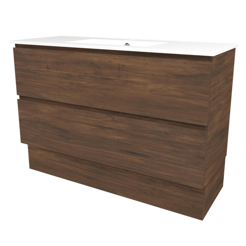 Elemental Plus Vanity 1200mm Centre Bowl Alpha Top Floor Standing Aged Walnut 1 Tap Hole [331195]