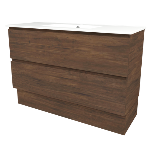 Elemental Plus Vanity 1200mm Centre Bowl Alpha Top Floor Standing Aged Walnut 1 Tap Hole [331195]