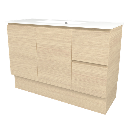 Elemental Vanity 1200mm Centre Bowl Alpha Top Floor Standing Silk Primavera Oak 1 Tap Hole [331191]