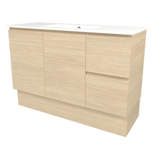 Elemental Vanity 1200mm Centre Bowl Alpha Top Floor Standing Silk Primavera Oak 1 Tap Hole [331191]