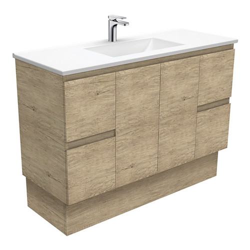 Vanessa 1200mm Poly-Marble Moulded Basin-Top + Edge Scandi Oak Cabinet on Kick Board 1 Tap Hole [197800]