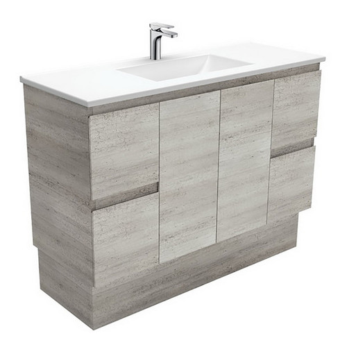 Vanessa 1200mm Poly-Marble Moulded Basin-Top + Edge Industrial Cabinet on Kick Board 1 Tap Hole [197808]