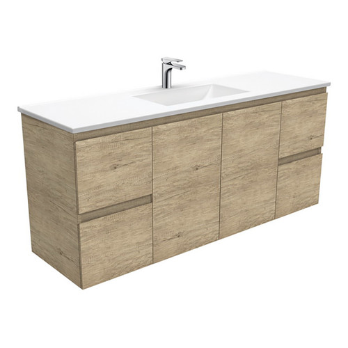 Vanessa 1500mm Poly-Marble Moulded Basin-Top Single Bowl + Edge Scandi Oak Cabinet Wall-Hung 1 Tap Hole [197836]
